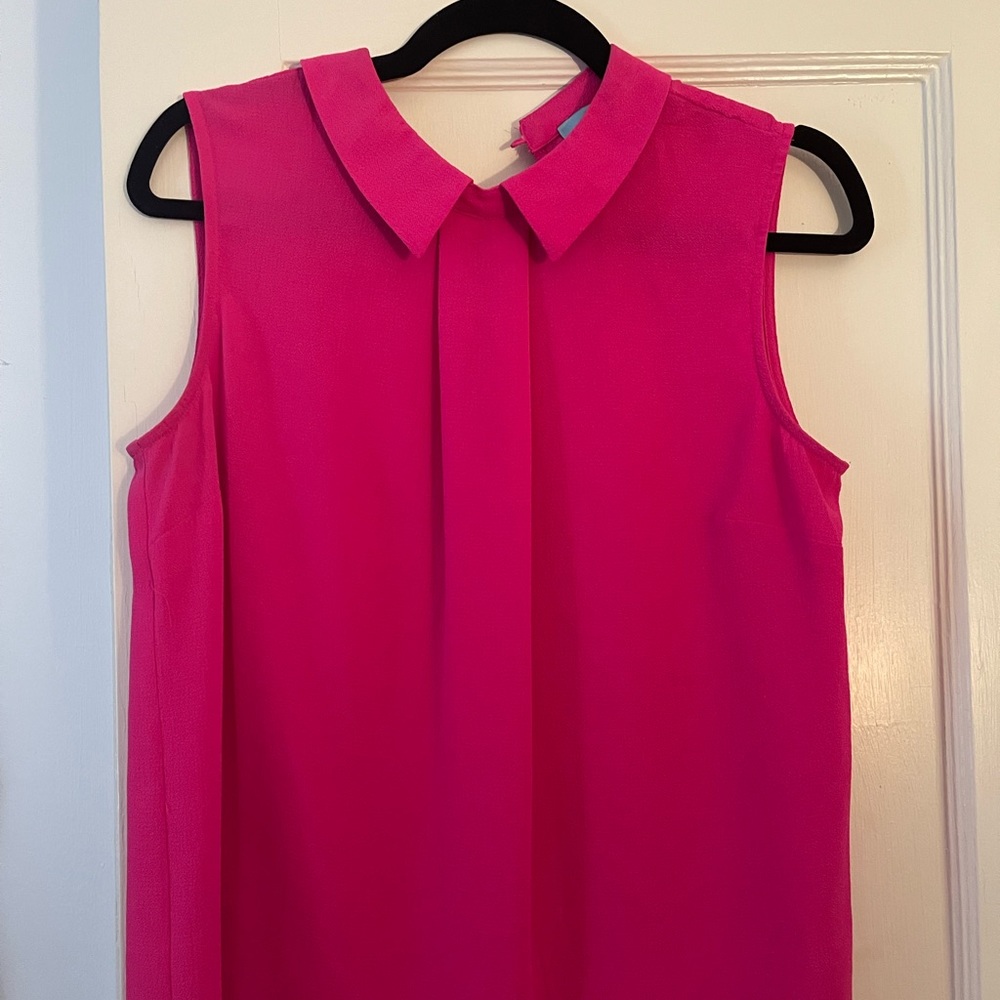 CeCe sleeveless hot pink top with collar